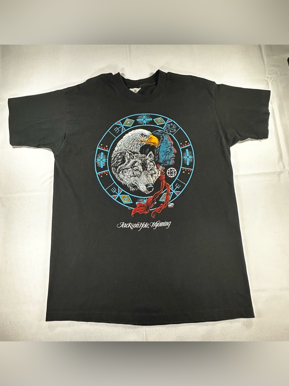 Vintage 90s Wolf Eagle Graphic Tee XL Fruit of the Loom
